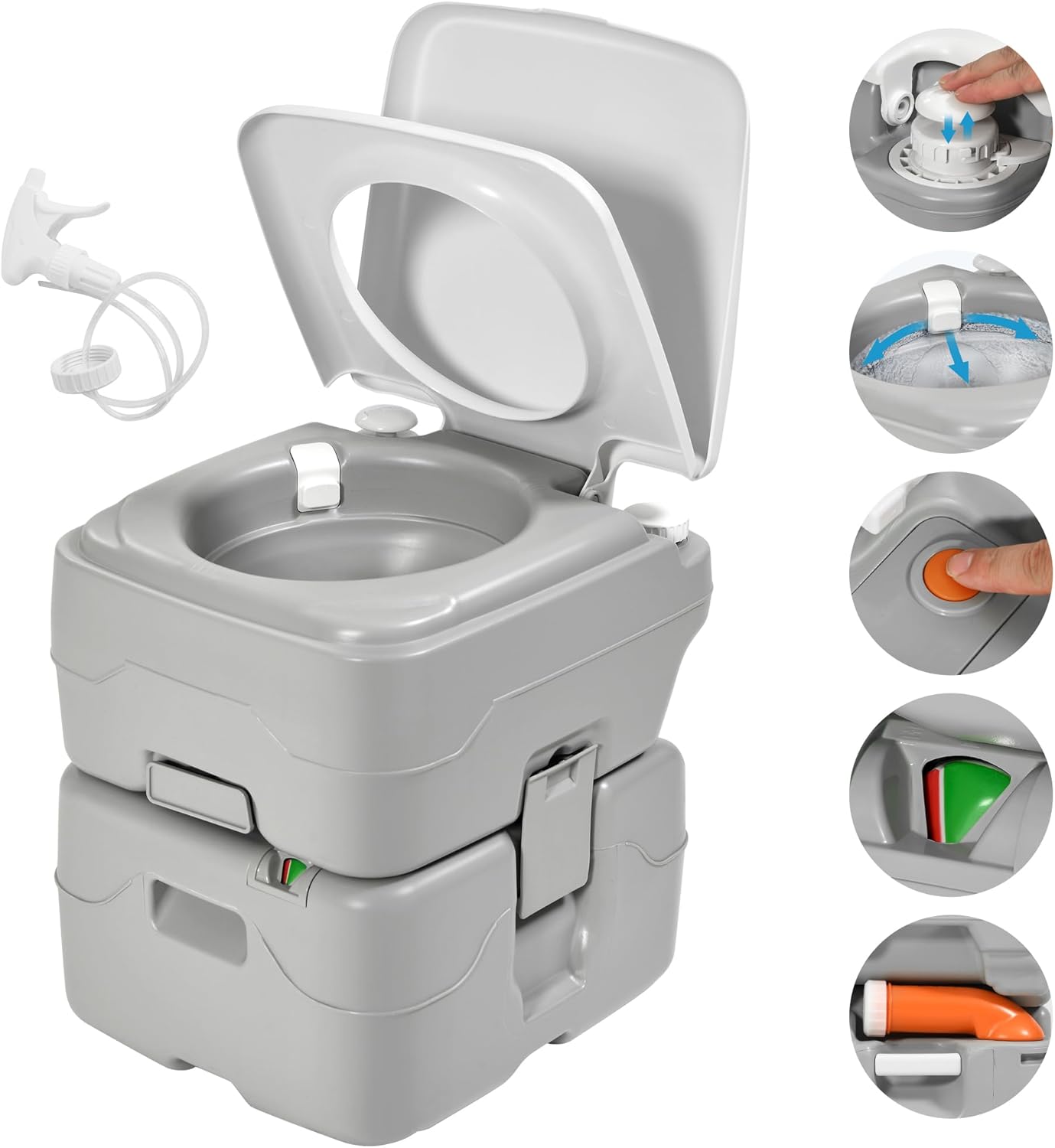 YITAHOME Portable Toilet for Camping with Hand Sprayer & Carry Bag