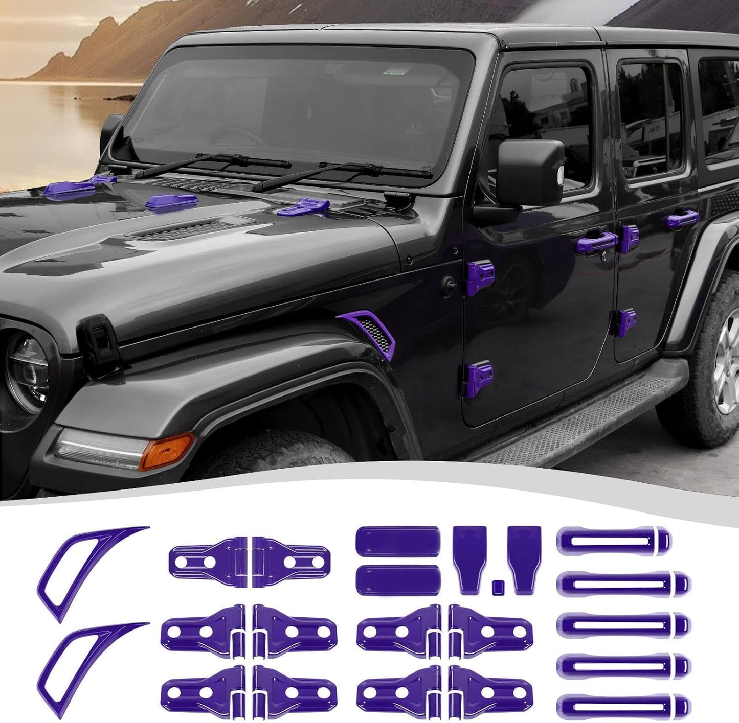 22PCS Full Set Exterior Decoration Trim Kit for Jeep Wrangler