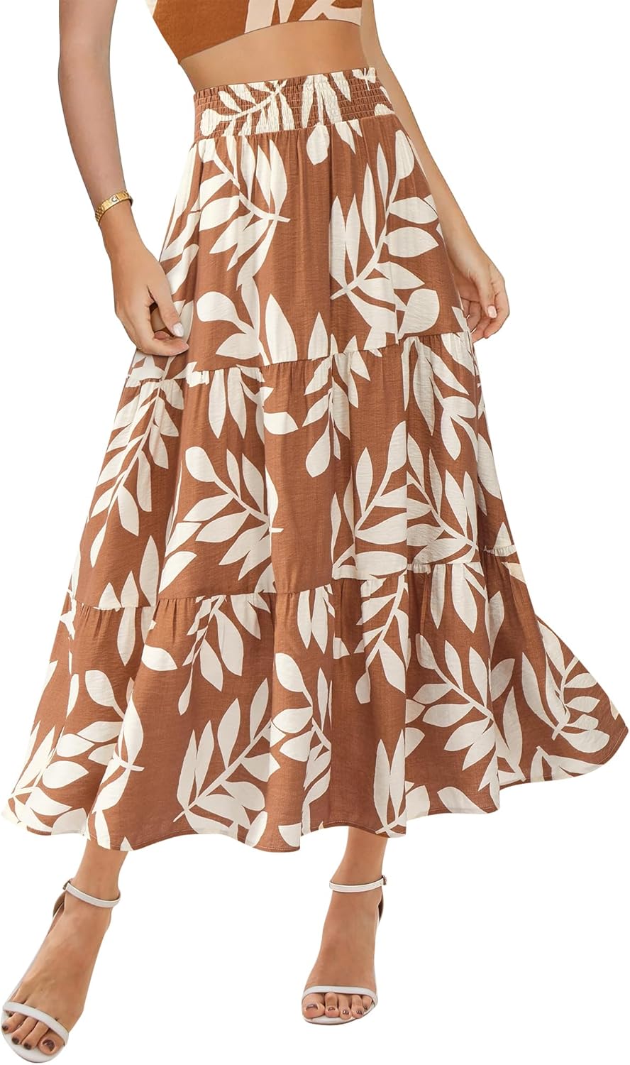 Floral Print Maxi Skirt for Women - Boho A-Line Style