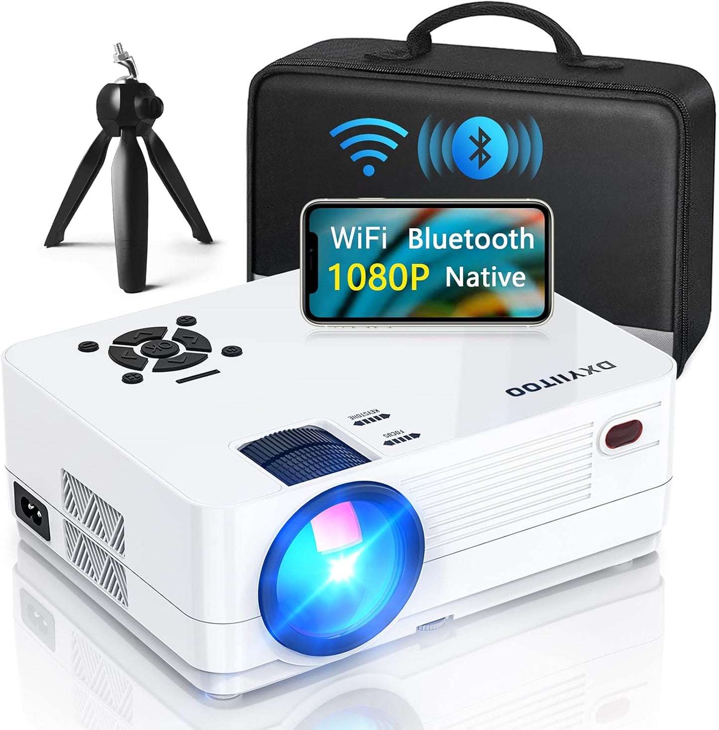 Native 1080P Projector with WiFi and Bluetooth for Home Theater
