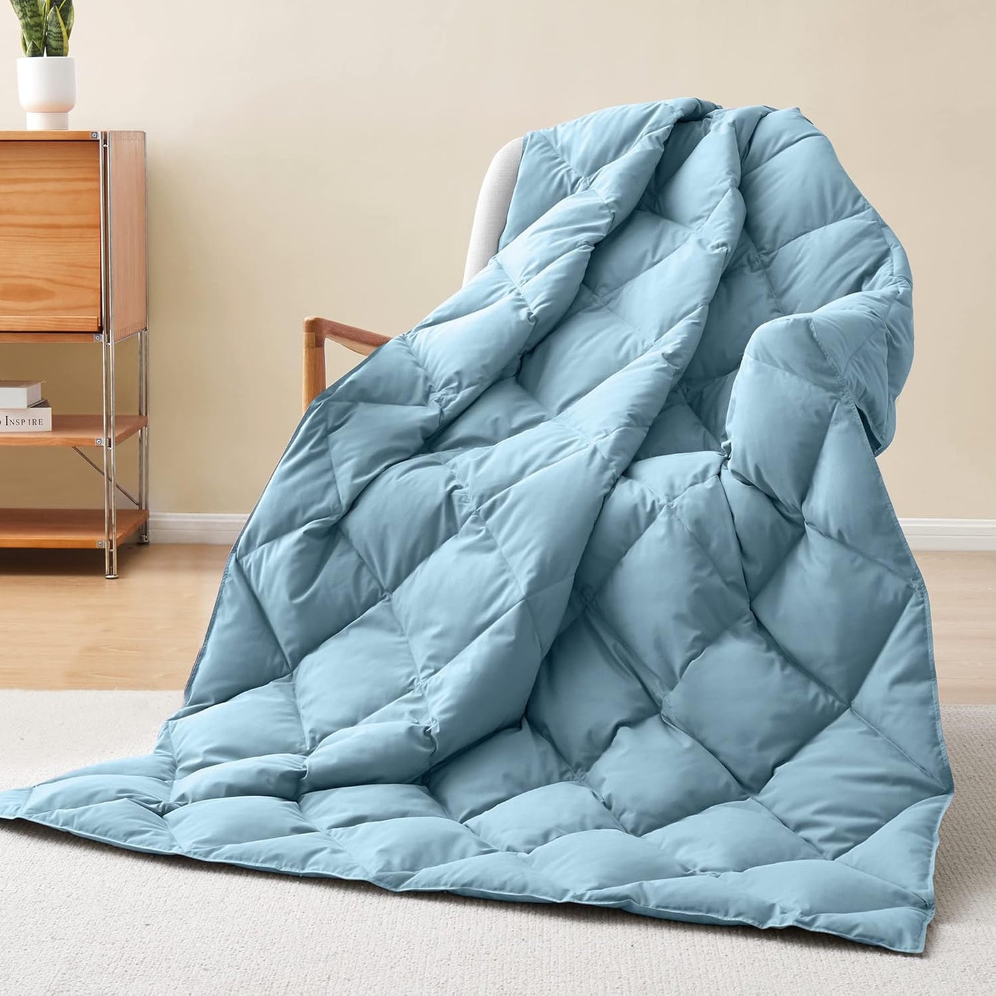 Puredown Lightweight Down Throw Blanket for Cozy Comfort