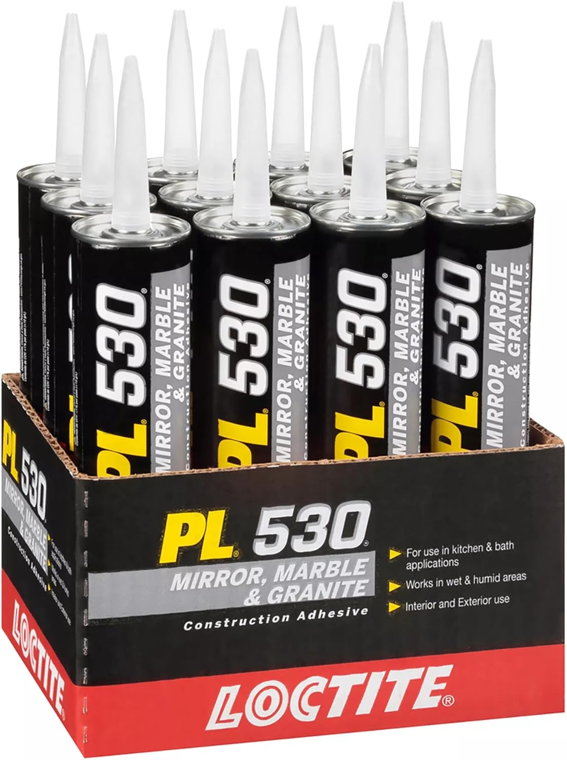 Loctite PL 530 Adhesive for Mirrors, Marble, and Granite 12 Pack