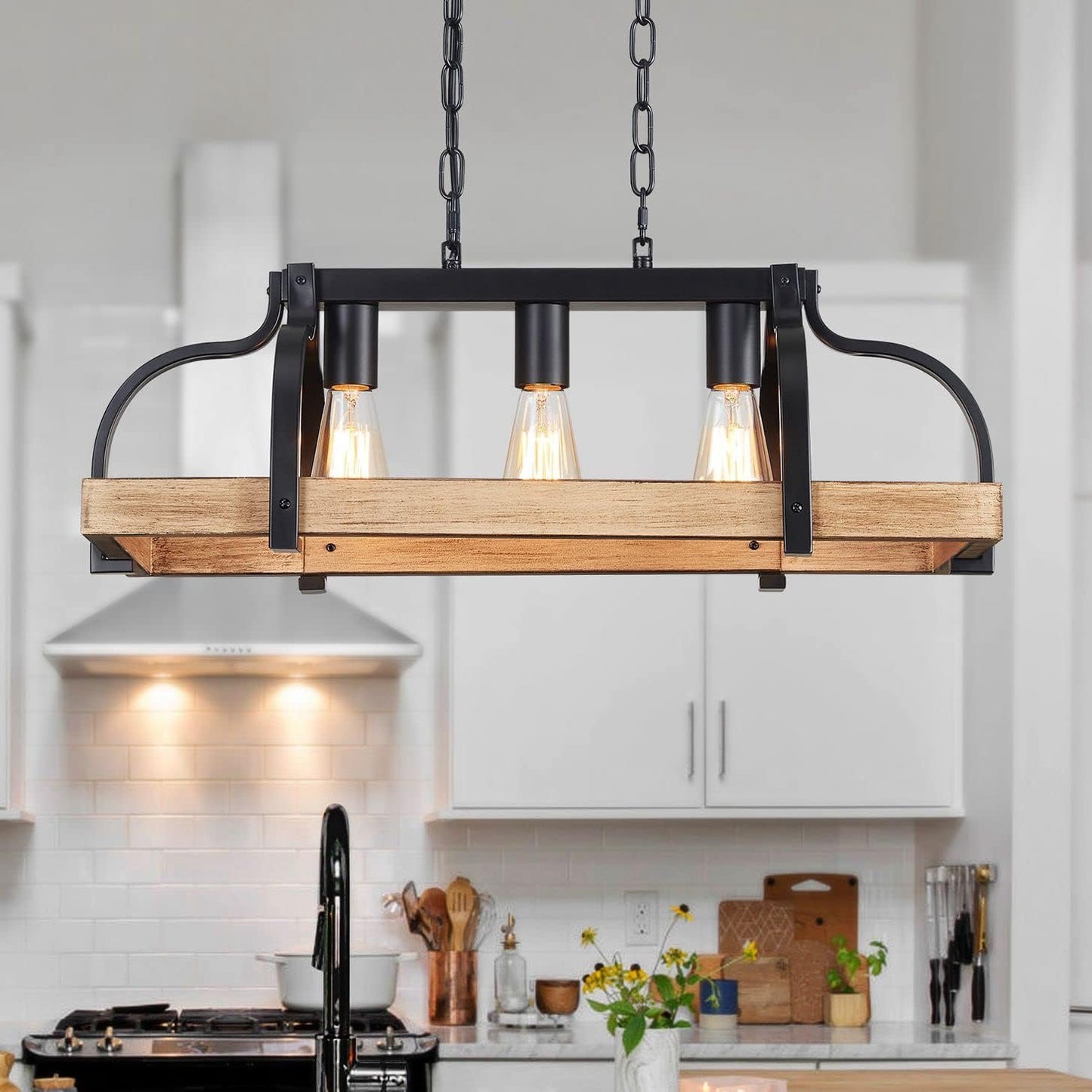 WUZUPS 3-Light Metal Pot Hanging Rack Chandelier for Rustic Homes