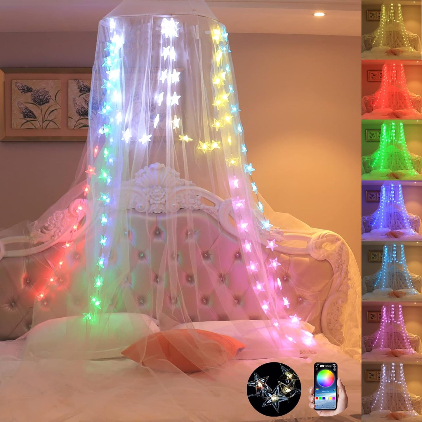 RGB Star Lights Canopy - Transform Your Bedroom!