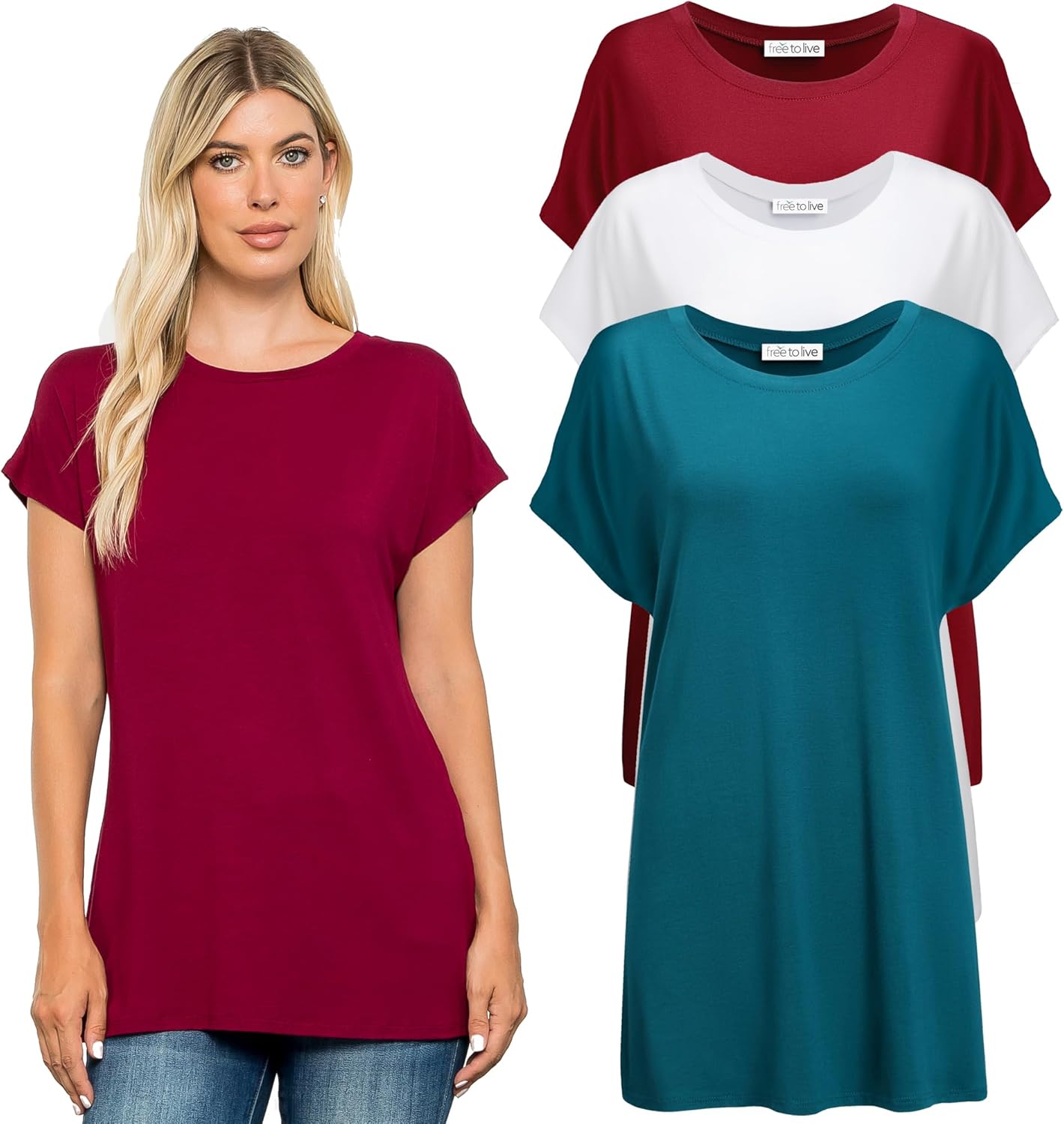Extra Long T Shirts for Women - Comfortable Tunic Tops Pack