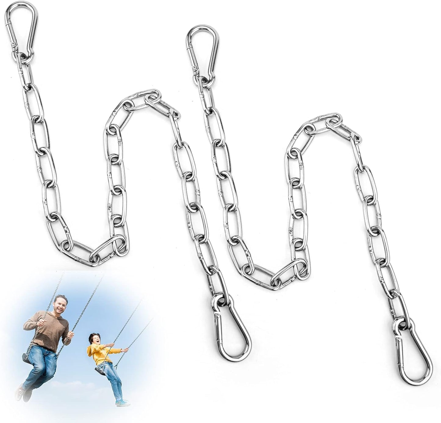 Ultimate Durability: FANKUTOYS Hanging Chair Chain Set - Heavy Duty Stainless Steel Kit for Indoor/Outdoor Use!