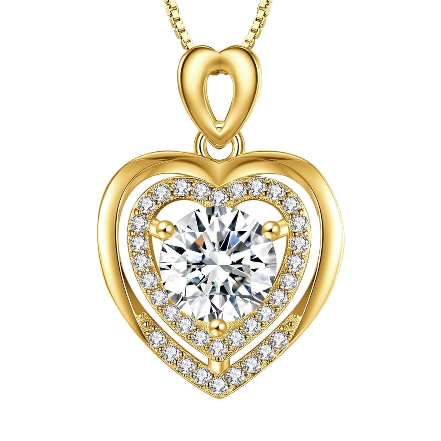 Moissanite Necklace for Women, Heart Pendant Jewelry Gift