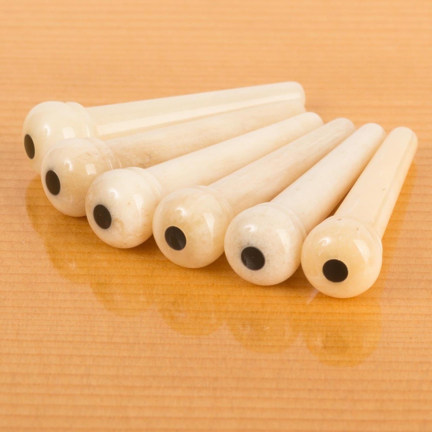 Waverly Bone Guitar Bridge Pins with Black Dot Inlay Set of 6