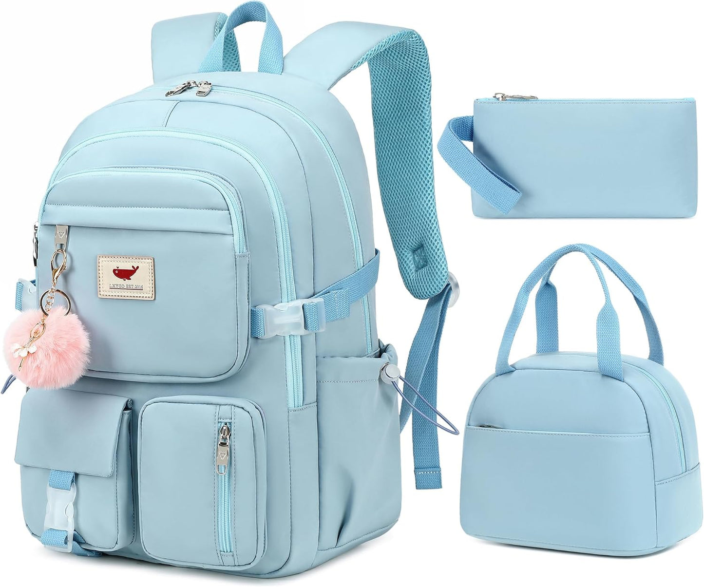 Laptop Backpack 15.6 Inch Set with Lunch Box and Pencil Pouch