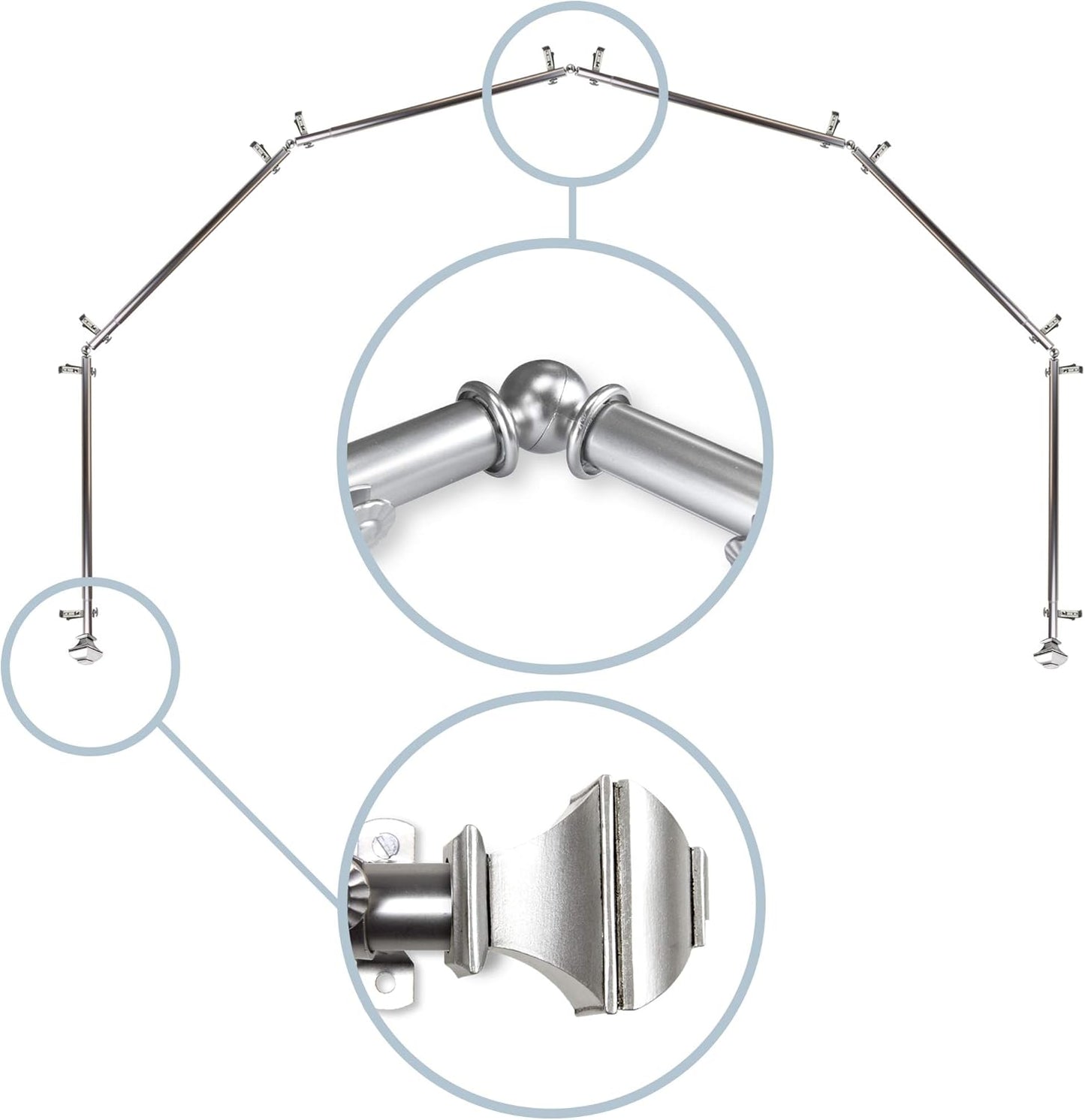 Satin Nickel Bay Window Curtain Rod by Rod Desyne