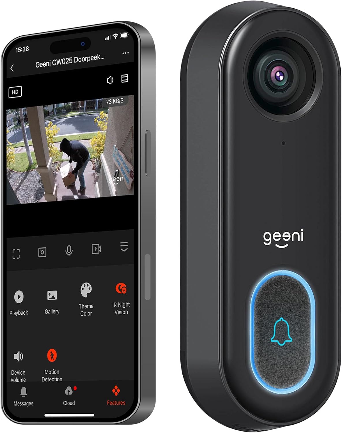 Geeni HD Smart Doorbell: Night Vision, Two-Way Audio