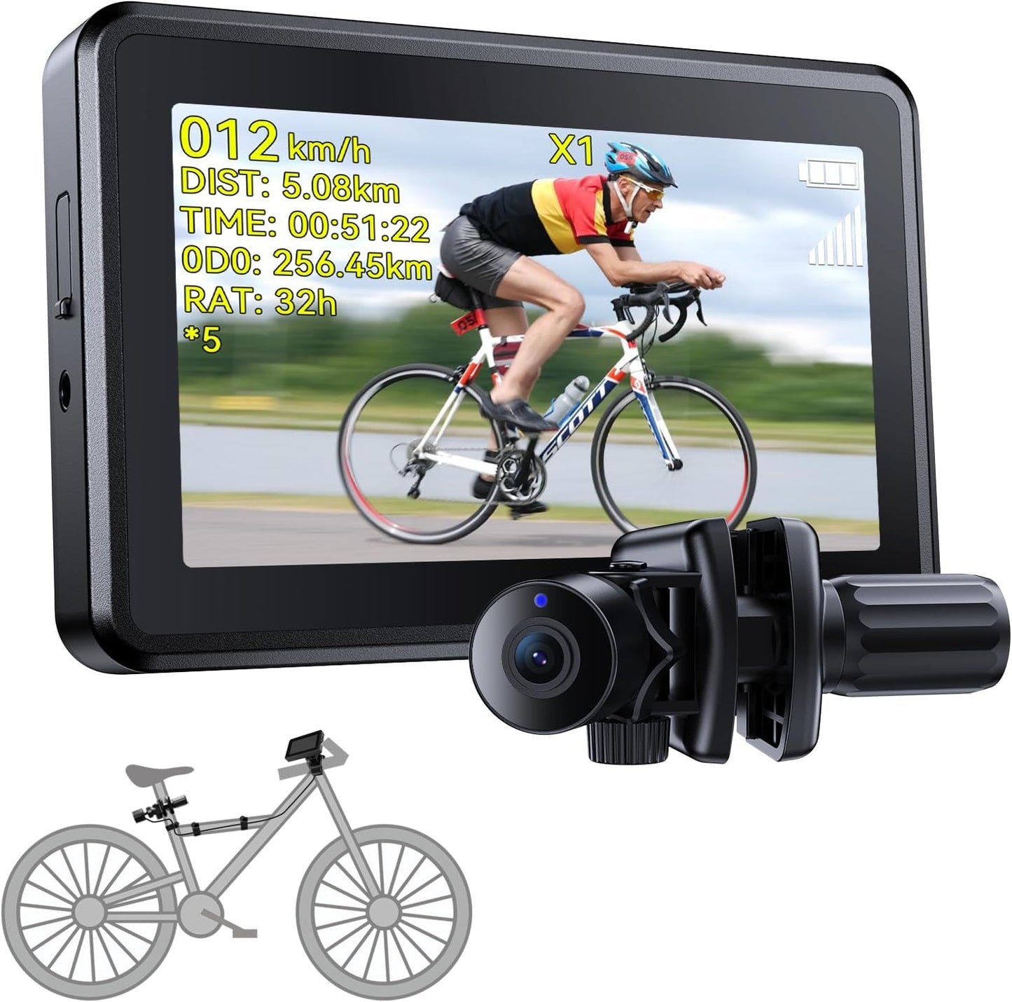 FEISIKE Bike Camera with 4.3in Display for Safe Cycling