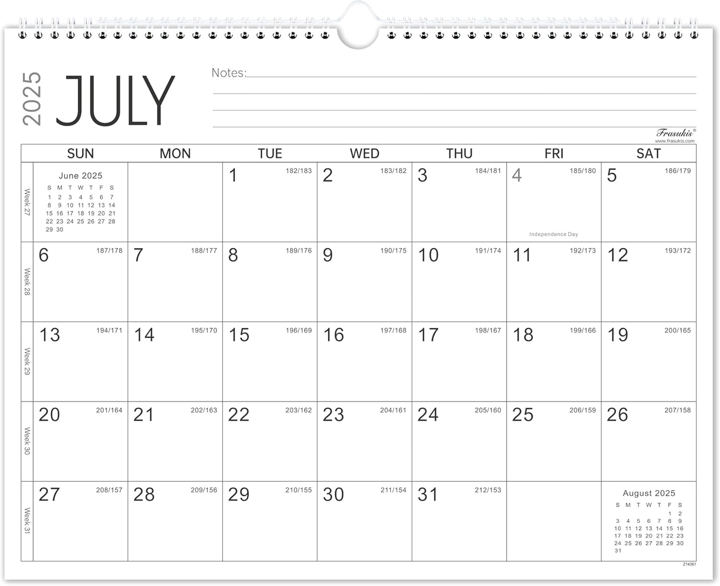 Premium 24-Month Wall Calendar 2025-2027 - Large Blocks, JULY 2025 - JUNE 2027