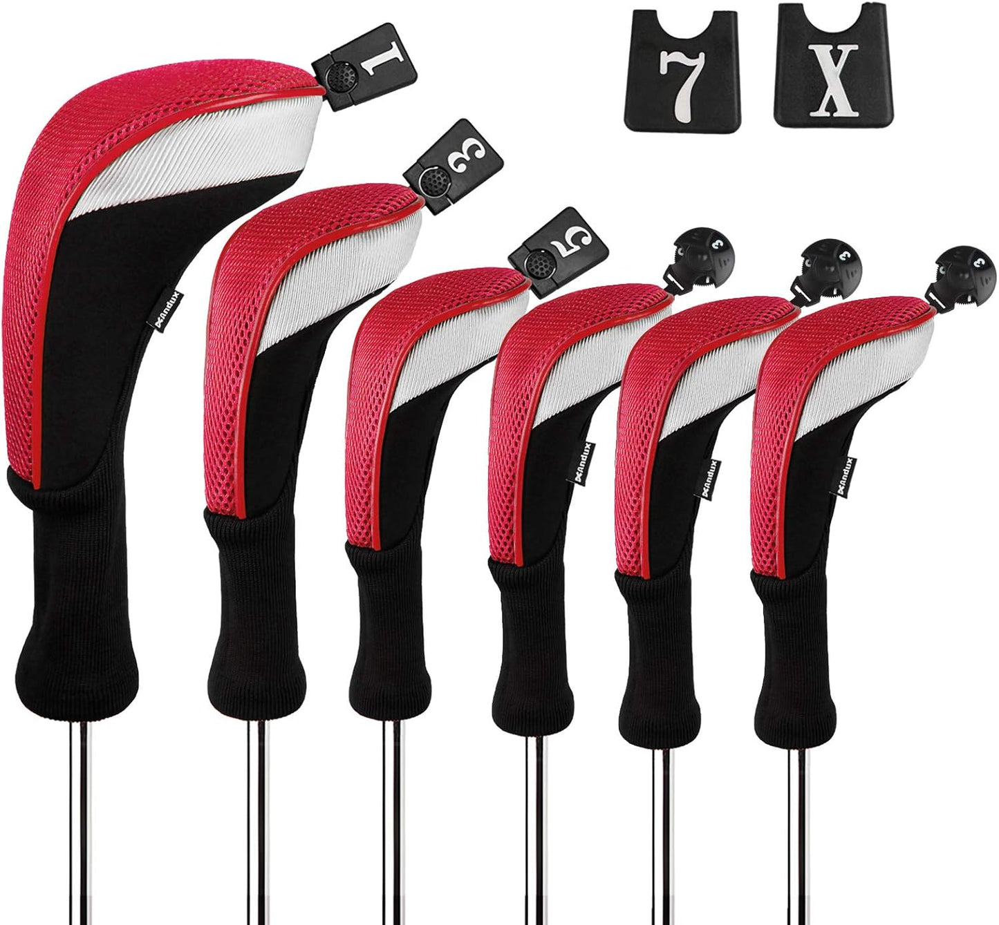 Andux 6pcs Golf Club Head Covers Set for Woods and Hybrids