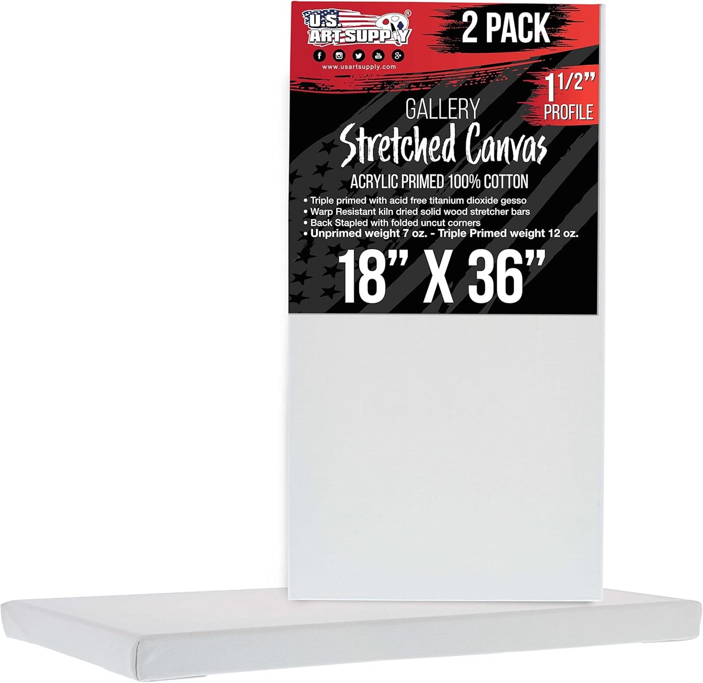 Large Stretched Canvas for Painting 18x36 inch - 2-Pack