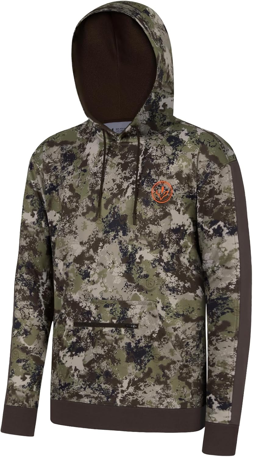 BASSDASH Men's Camo Fleece Hoodie - Water Resistant Performance