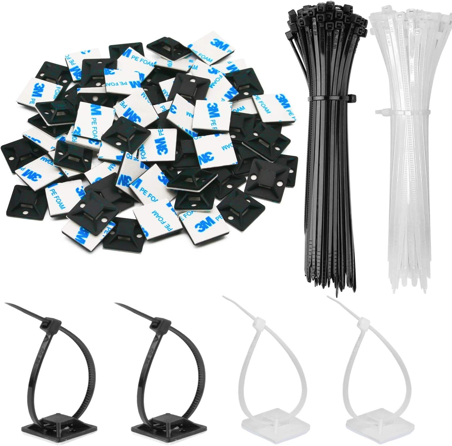 30 Pack 2 Inch Zip Tie Adhesive Mounts for Cable Management