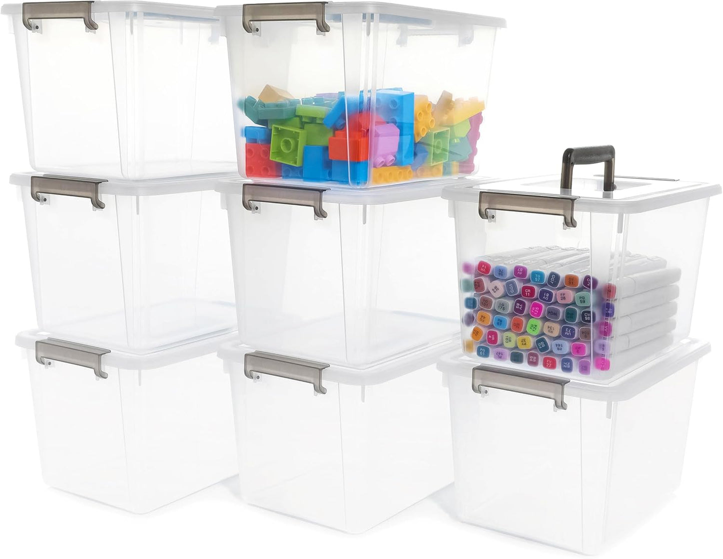 Citylife 8 Packs 6 QT Plastic Storage Bins for Home Organization