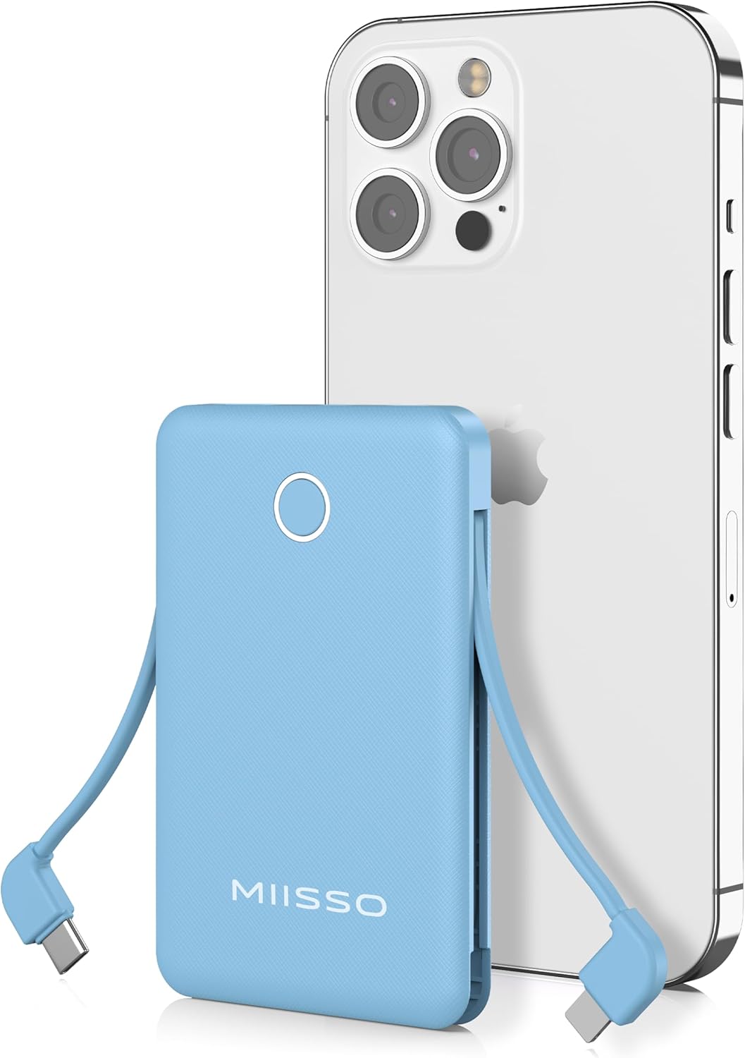 Miisso 6000mAh Ultra Slim Power Bank - Built-in Cables, 3 Outputs
