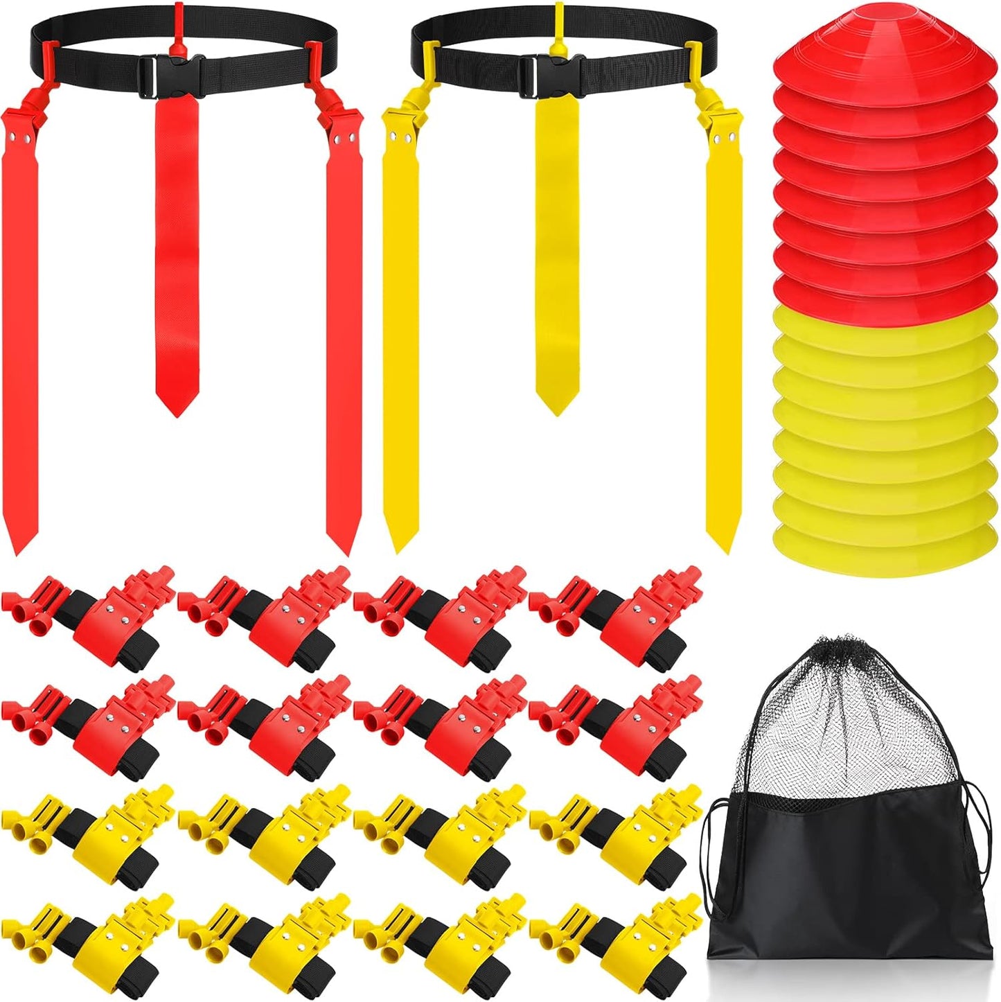 16 Player Flag Football Set with Adjustable Belts and Flags