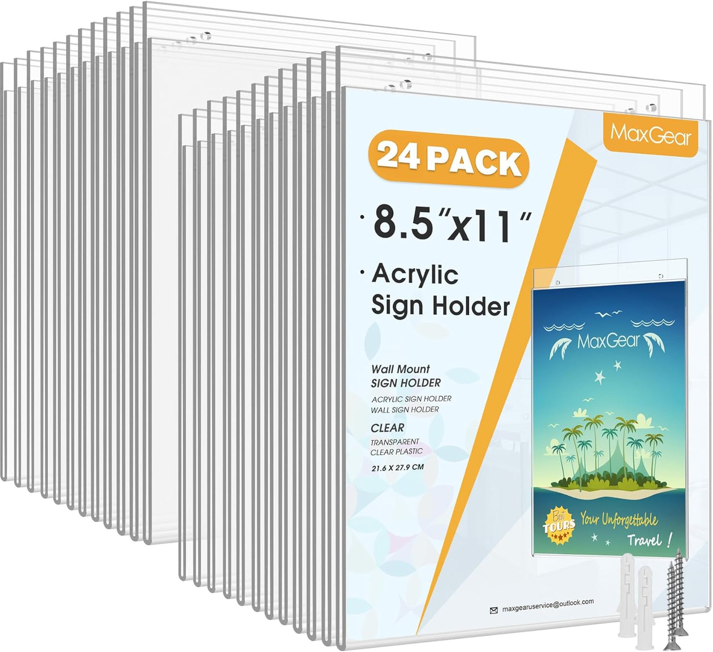 MaxGear Wall Mount Sign Holder 8.5 x 11 for Home and Office
