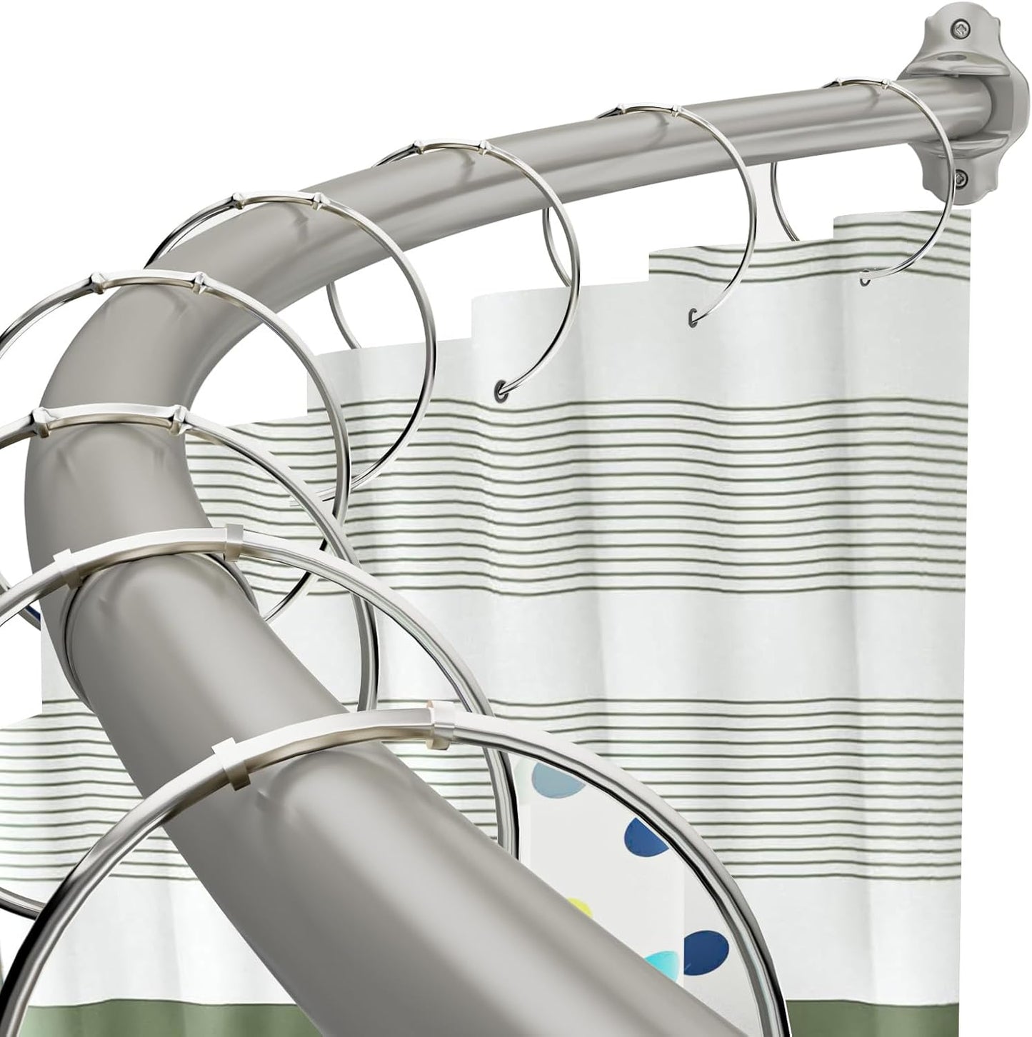 Rustproof Curved Shower Rod | Adjustable 42-74 | Heavy Duty Aluminum