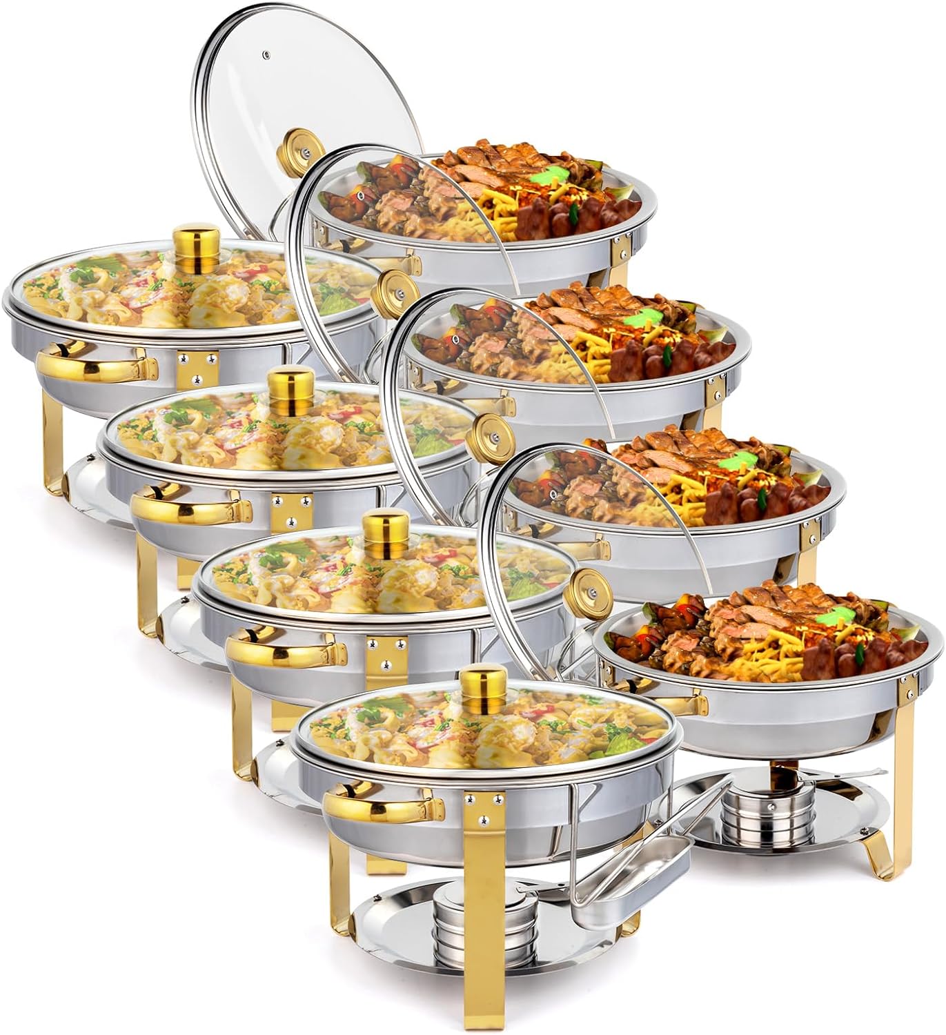 ROVSUN 5QT Chafing Dish Set with Gold Accent for Catering Events
