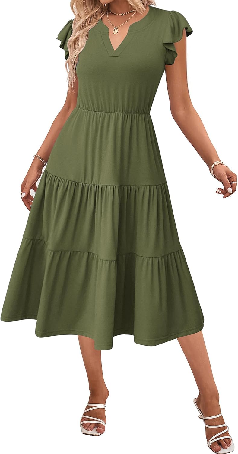 Zeagoo Womens Summer Casual Dresses with Ruffle Sleeves