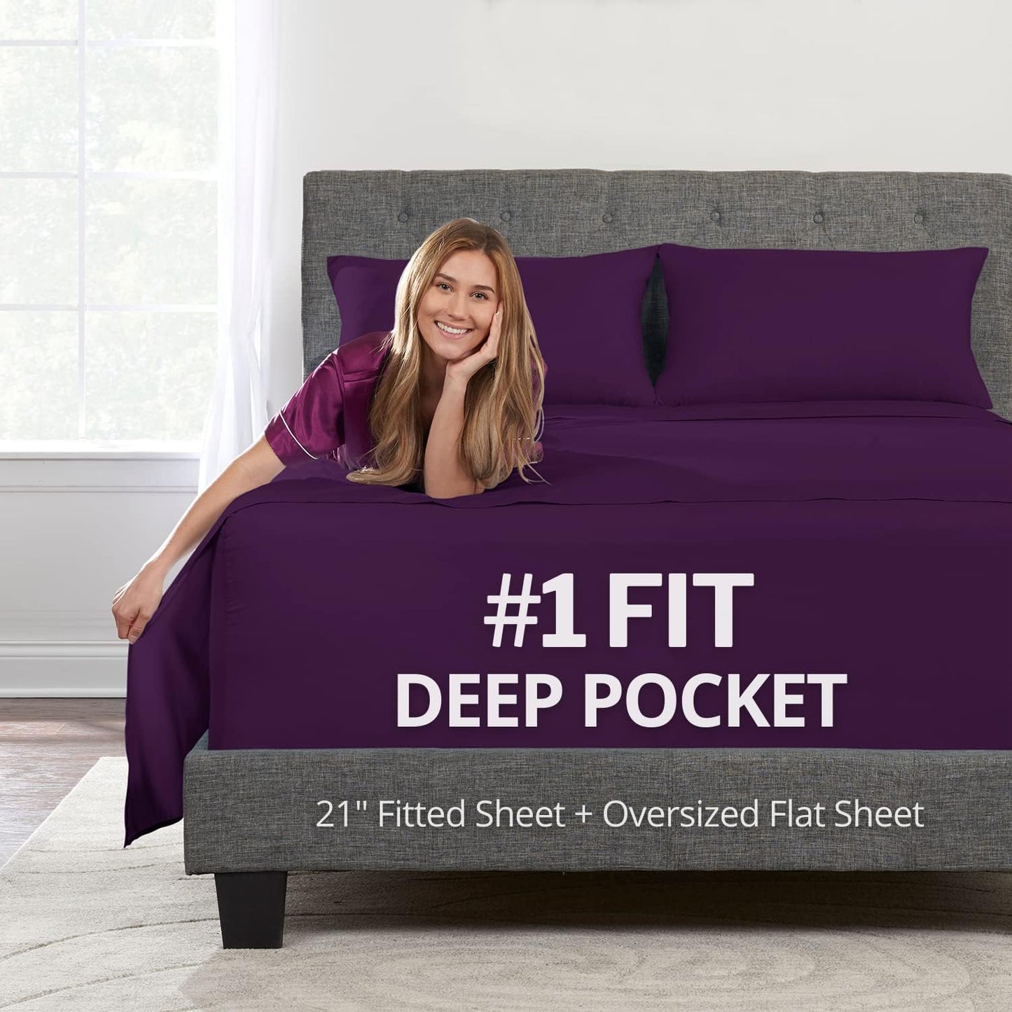 Deep Pocket King Size Sheets Set for High Profile Mattresses