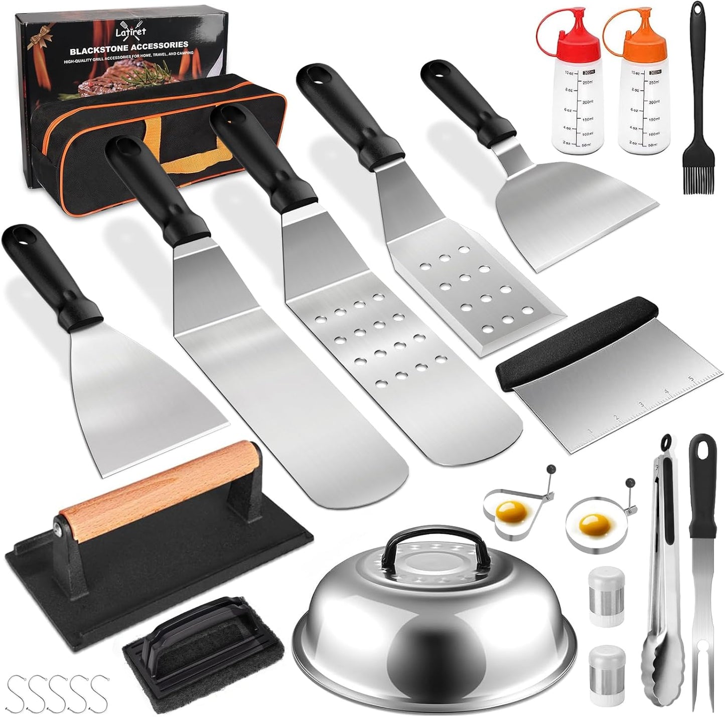 Latiret Griddle Accessories Kit: 24Pcs BBQ Tools for Grilling