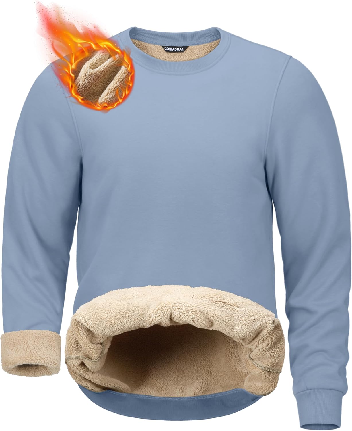 G Gradual Sherpa Lined Sweatshirts for Men - Warm Fleece Crewneck
