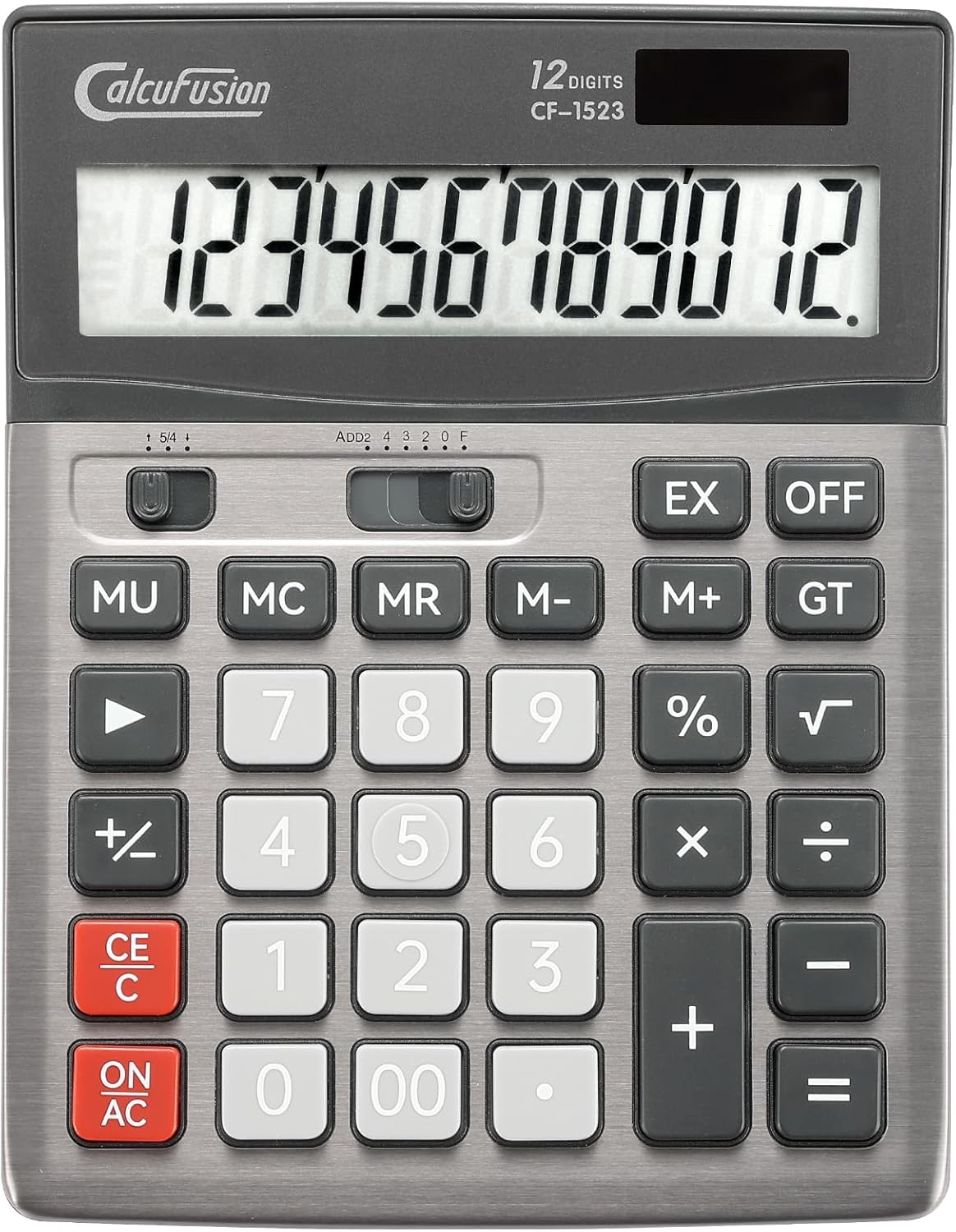 12 Digit Solar Desktop Calculator - Easy Viewing & Basic Functions