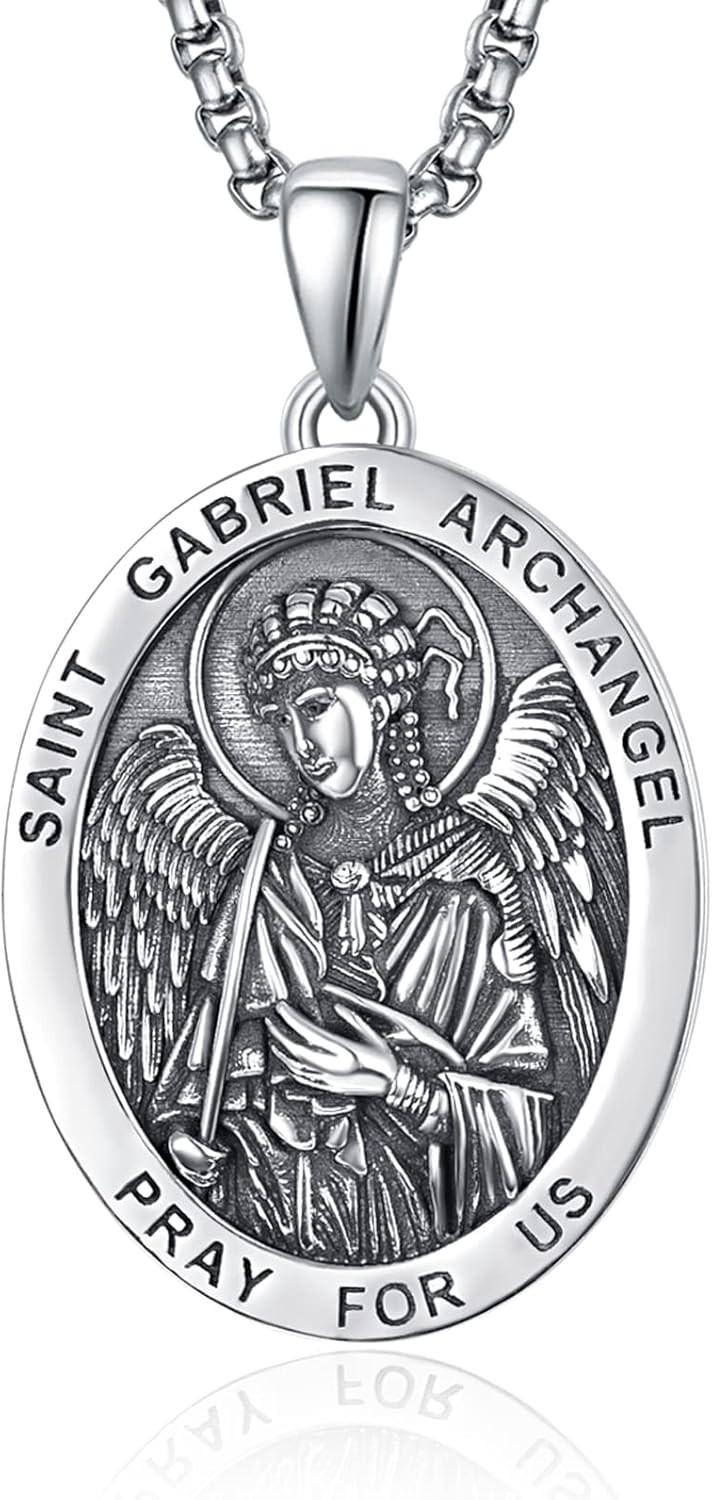 925 Sterling Silver Patron Saint Medals Amulet Necklace for Men