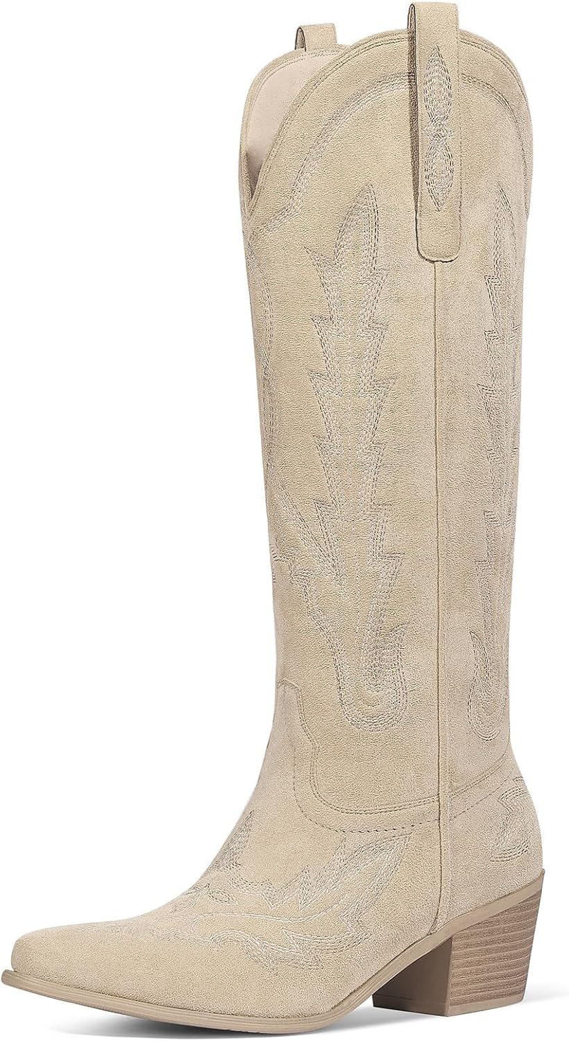 Ouepiano Cowboy Boots for Women with Classic Embroidery Style
