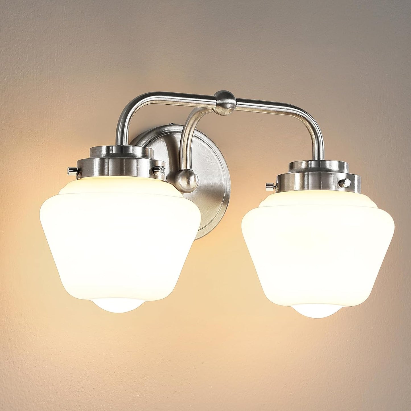 Bathroom Vanity Light Fixtures with Frosted Glass Shades