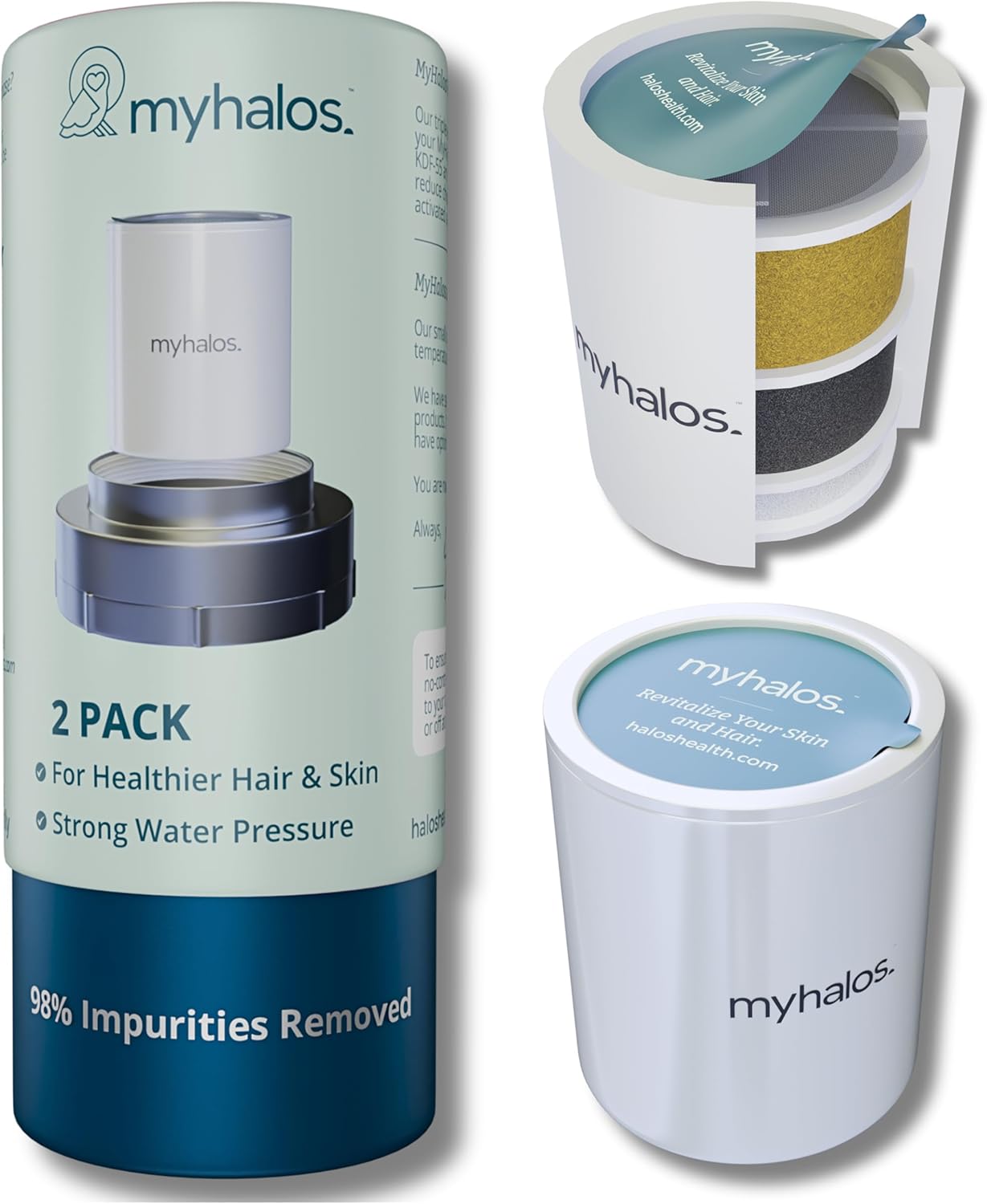 MyHalos Fixed Hard Water Shower Filter Cartridge Replacement Pack