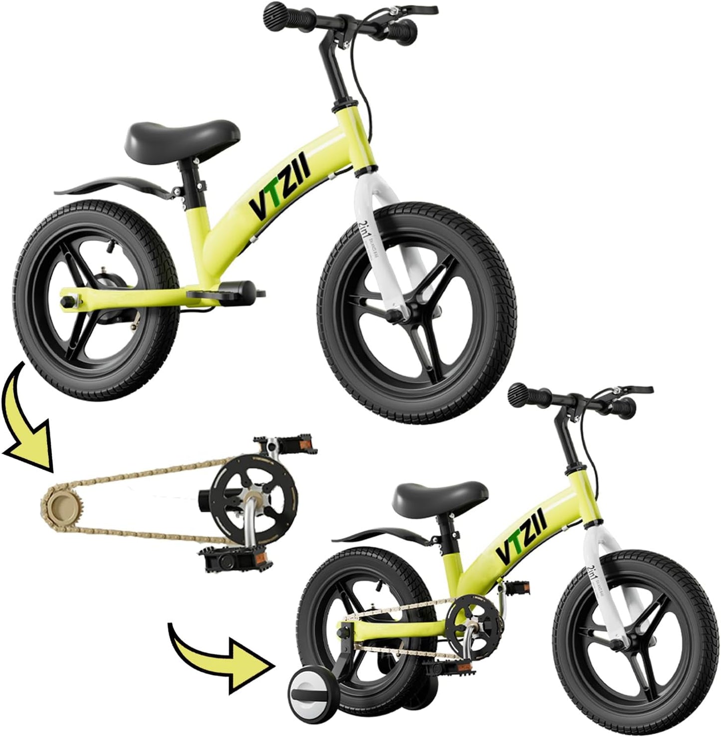 Balance Bike 2 in 1 with Pedals for Kids 2-7 Years Old