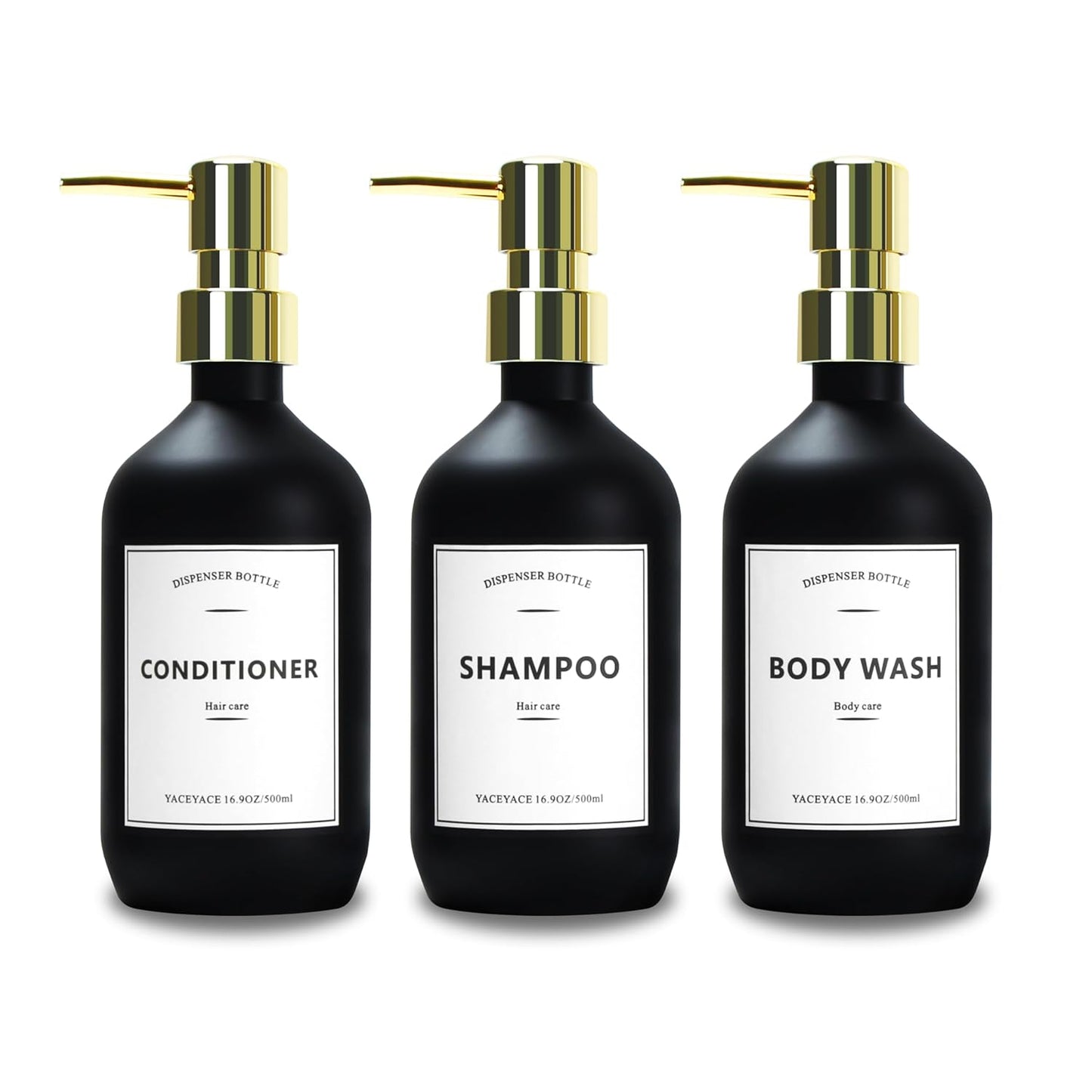 YACEYACE Matt Black Shower Dispenser Set