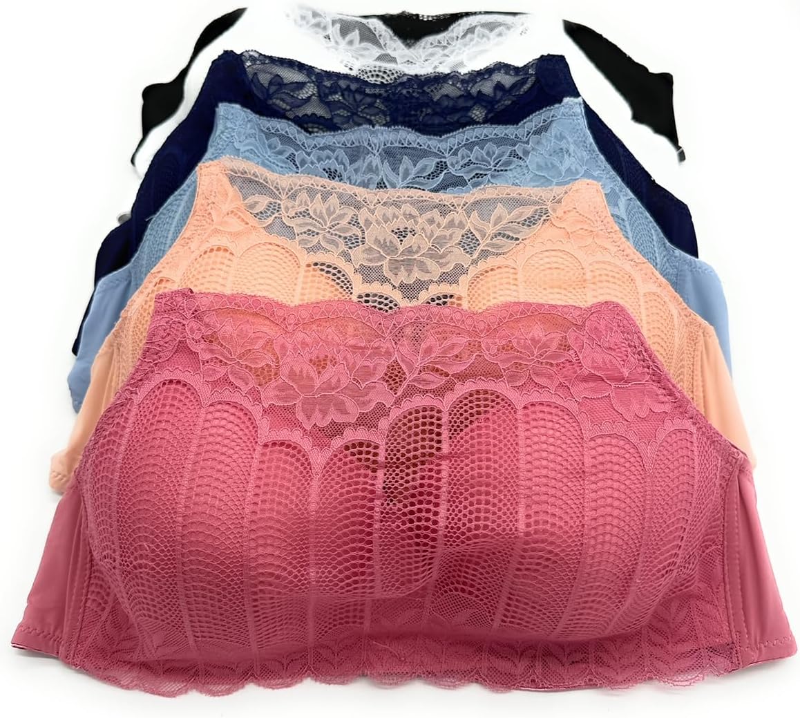 6 Pieces No Wire Full Cup Light Padded Bra for Comfort