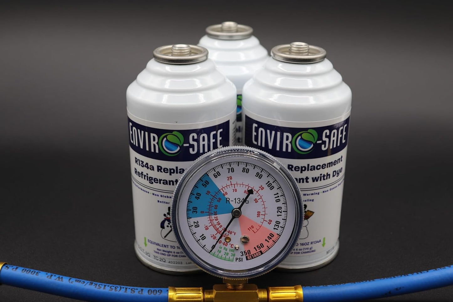 R134a Replacement Refrigerant with Gauge for AC Recharging