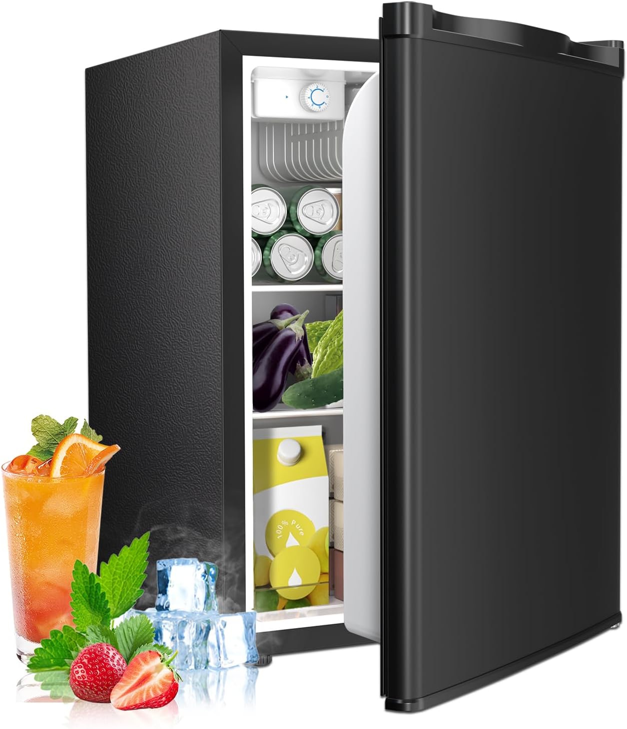 Compact Refrigerator with Reversible Door for Small Spaces