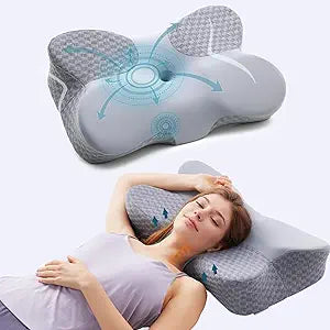Cervical Pillow for Neck Pain Relief with Adjustable Height Design