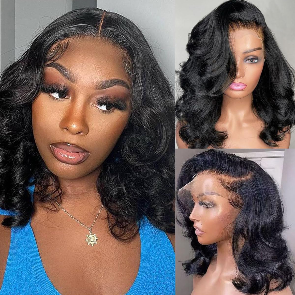 Body Wave 13x6 HD Lace Front Wigs for Black Women 12 Inch
