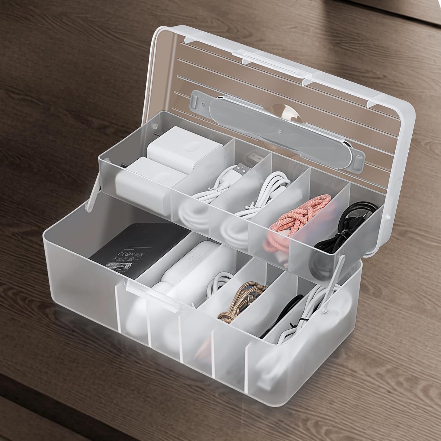 NatureTouch Double Layer Cable Organizer: 11 Compartments