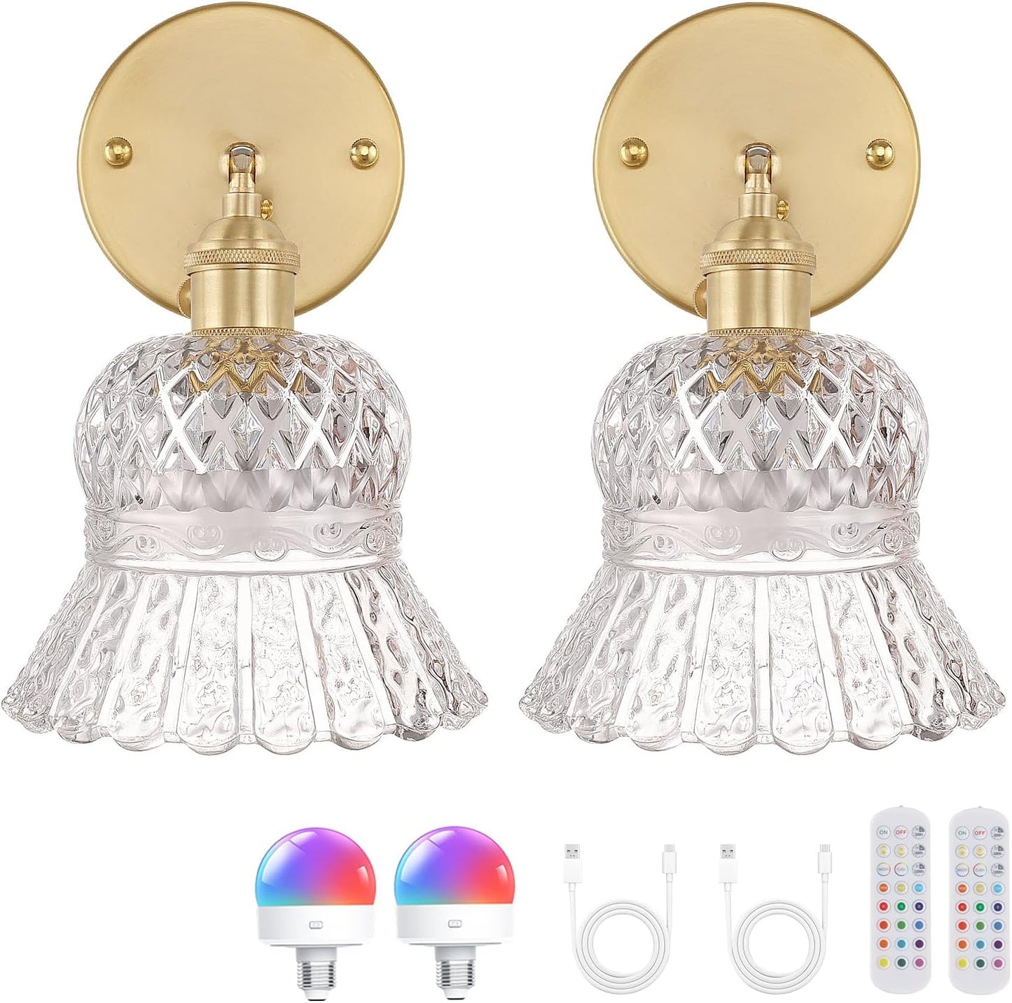 Vintage Battery Operated Wall Sconces Set of Two for Any Room