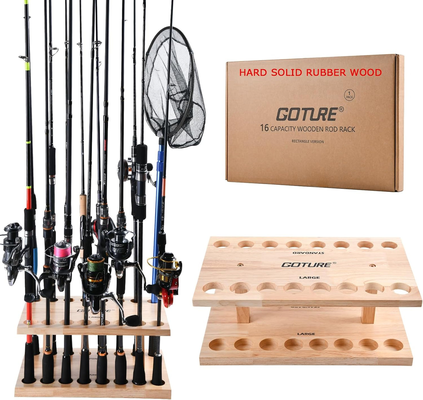 Solid Wood Vertical Fishing Rod Holder by Goture
