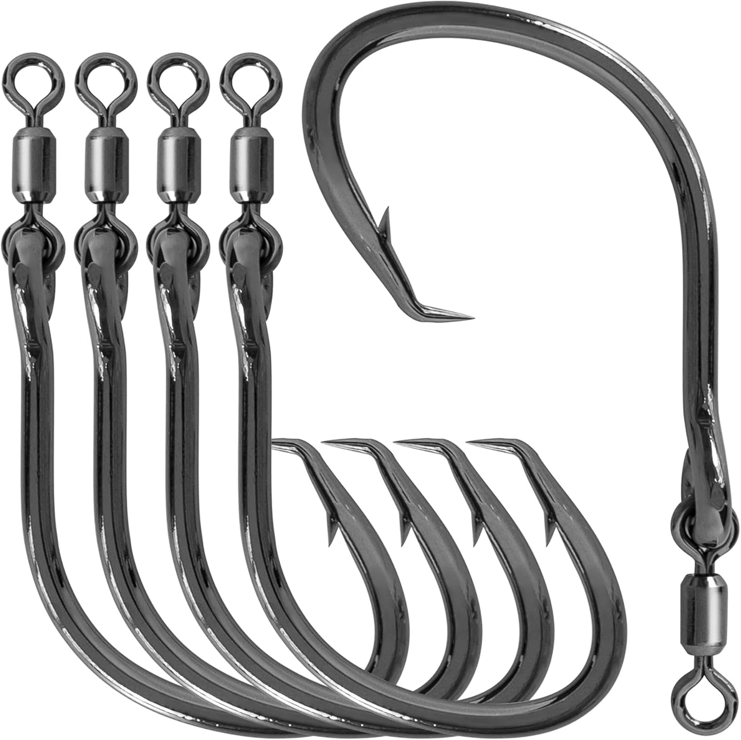 BLUEWING Wide Gap Circle Hook w/ Swivel, Ringed, Big Game Stainless Steel - Freshwater/Saltwater