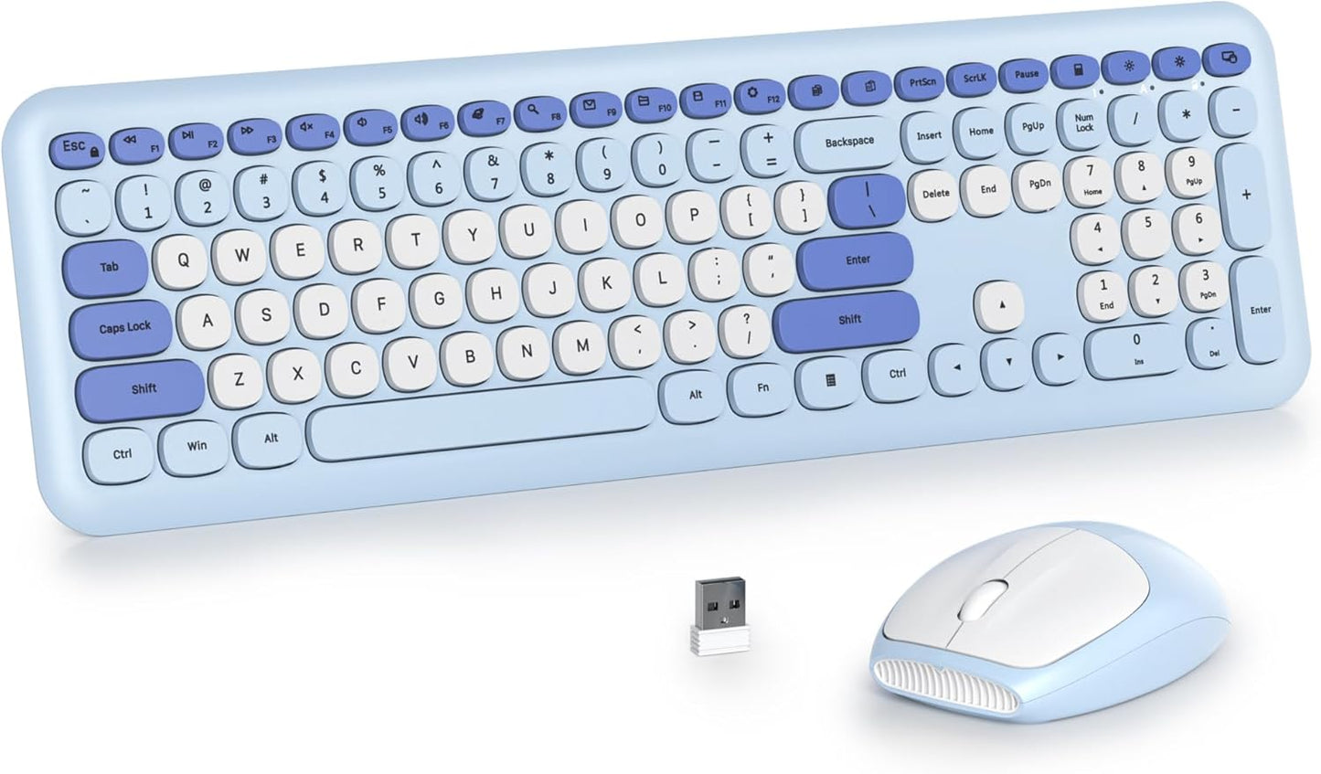 Retro Aesthetic Wireless Keyboard Set - Silent Typing Bliss