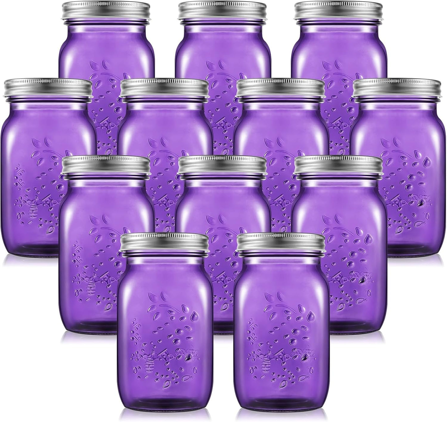 12 Pcs Purple Mason Jars for Canning and Decorative Use