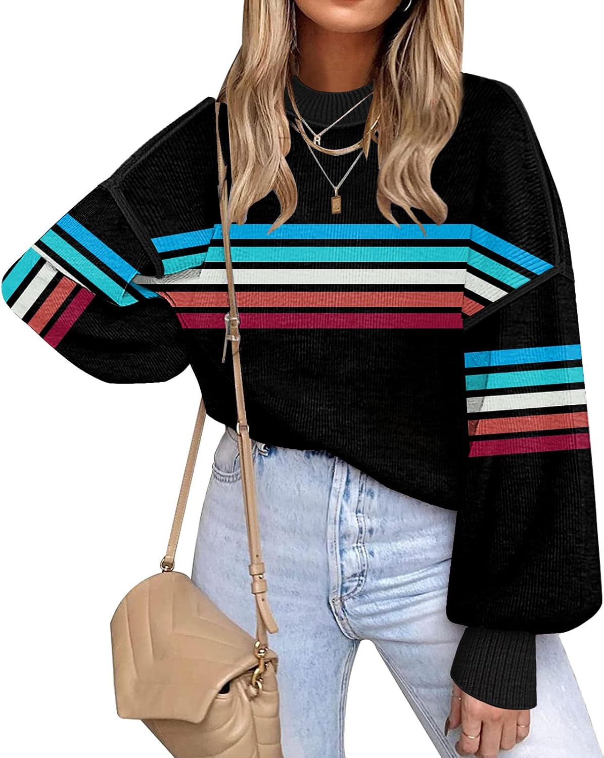 ETCYY Womens Sweaters Fall 2025 Oversized Knit Pullover Tops